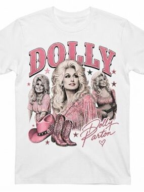Dolly Parton White & Pink Graphic Tee